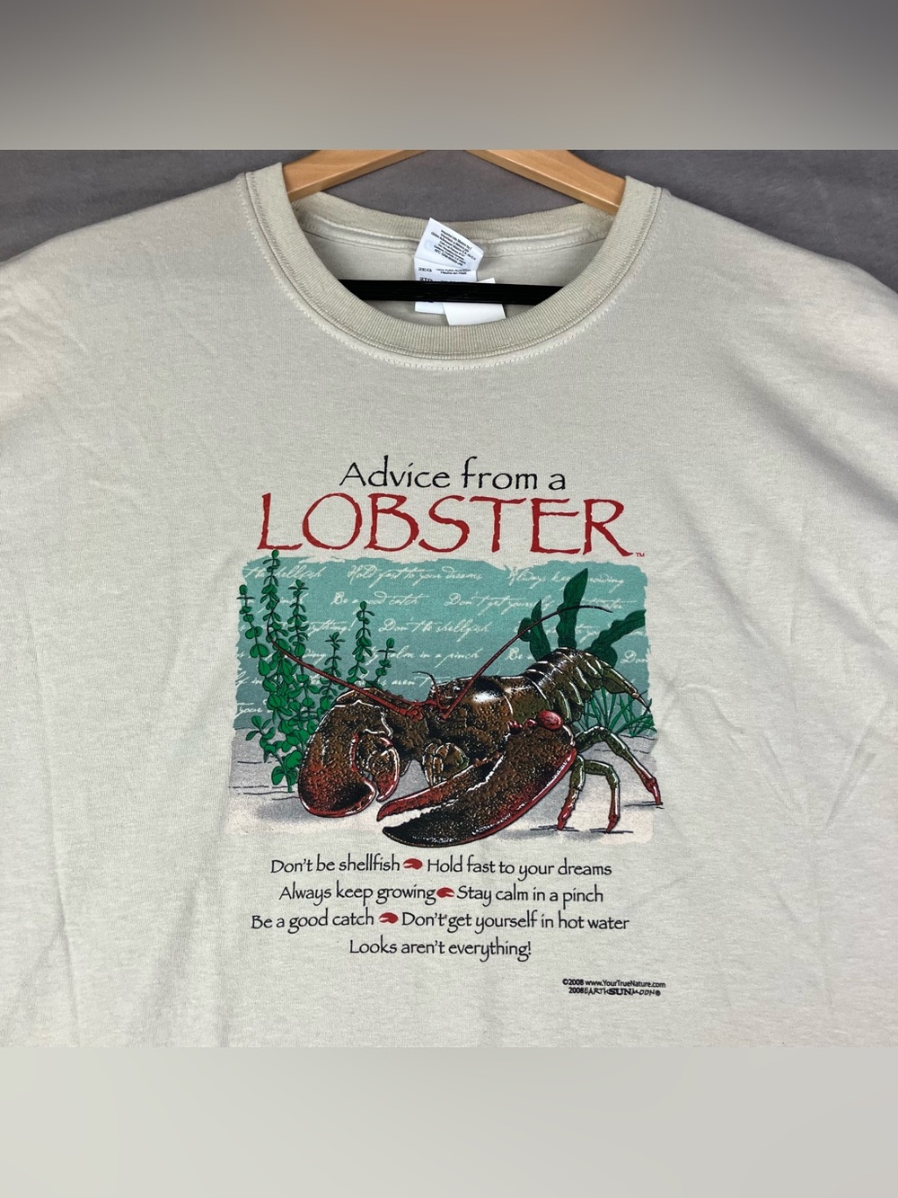 Advice from a Lobster Maine Graphic T-Shirt Men’s Size XXL Beige NWT Funny 2008.
